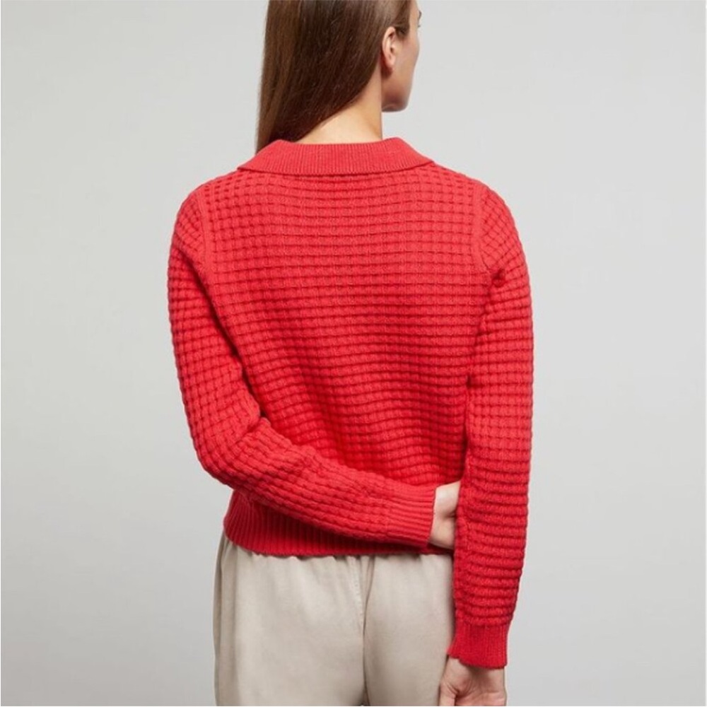 Onia Macro Waffle Sweater Polo Sz Lg - Picture 2 of 2